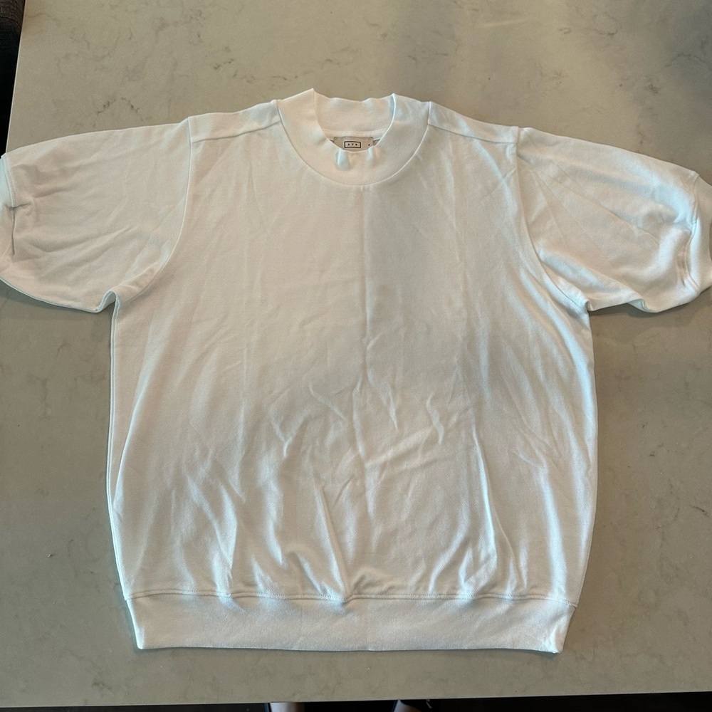 AYR white short sleeve sweater shirt, size S